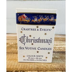 Vintage Crabtree & Evelyn Christmas Scented Six Votive Candles White New In Box